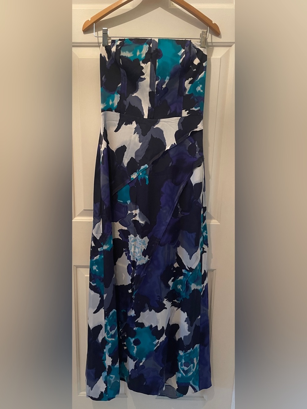Banana Republic Silk Blend Abstract Floral Strapless Maxi Gown Dress Size 2
